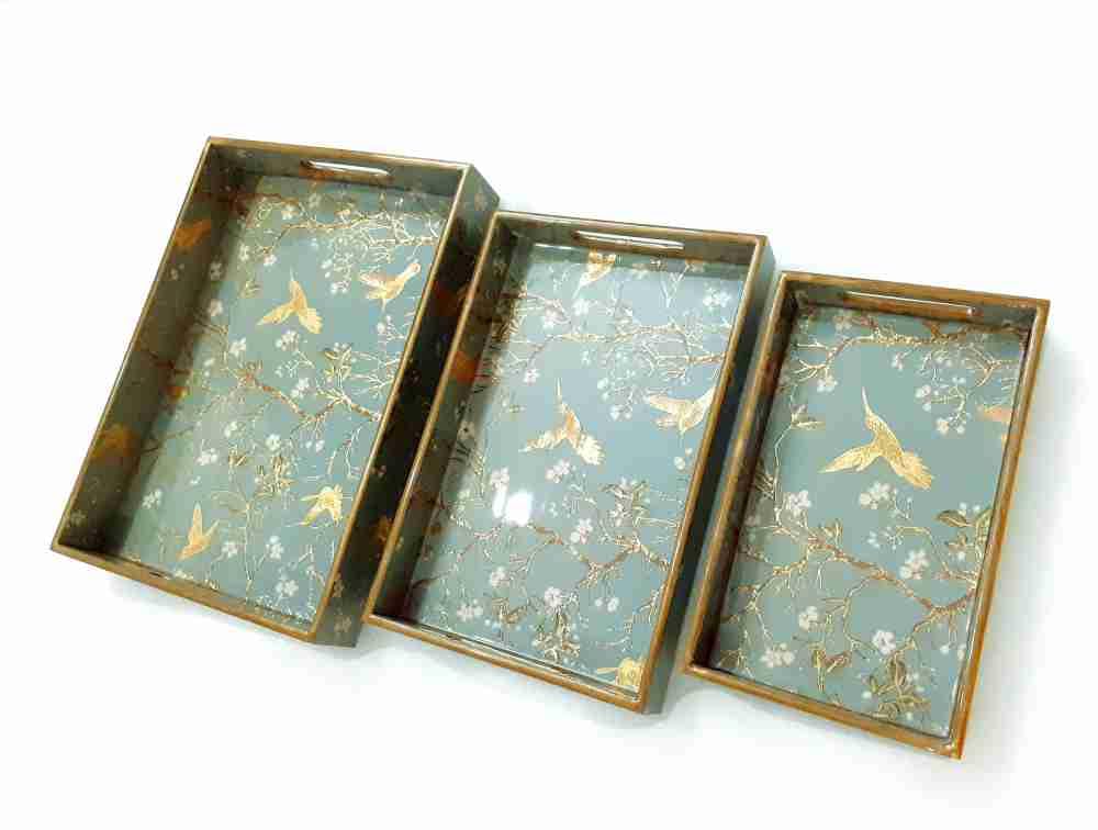 Trayfi Mdf Wooden Tray, Collectible Trays, Hand Crafted Serving Trays For Breakfast, Rectangular Dining Table Trays For Any Occa